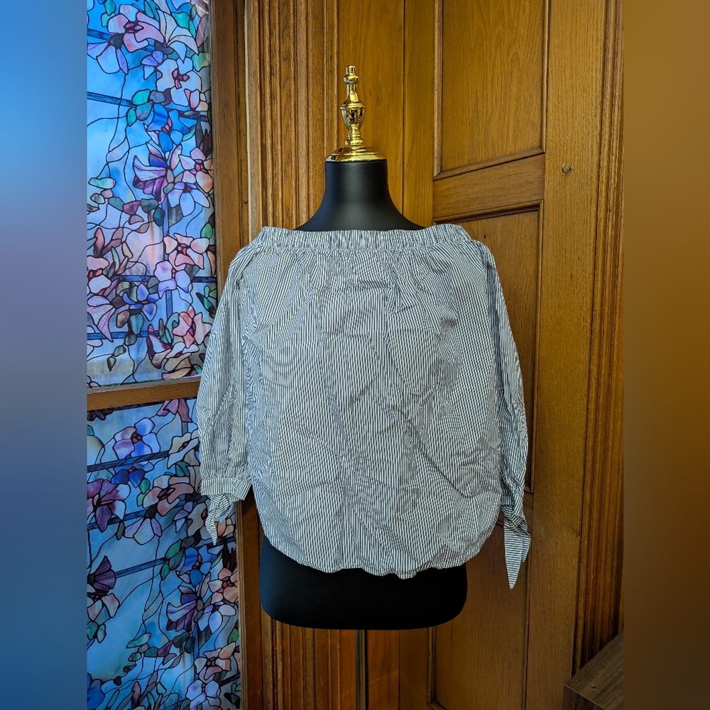 Abercrombie & Fitch Blue and White Striped Blouse
